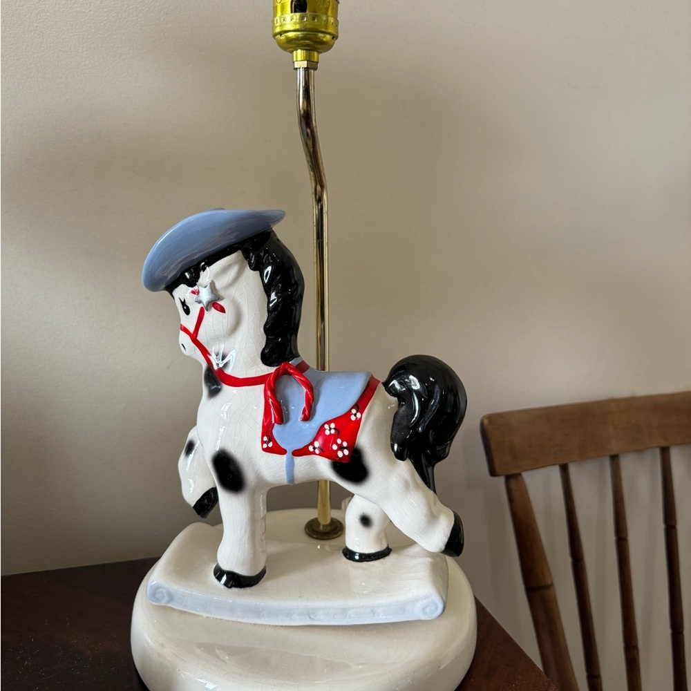 Vintage porcelain Rocking horse lamp for nursery